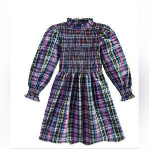 The New Society Ruby Dusk Tartan Mars Dress Girls 6Y NWT Smocked Plaid Holiday